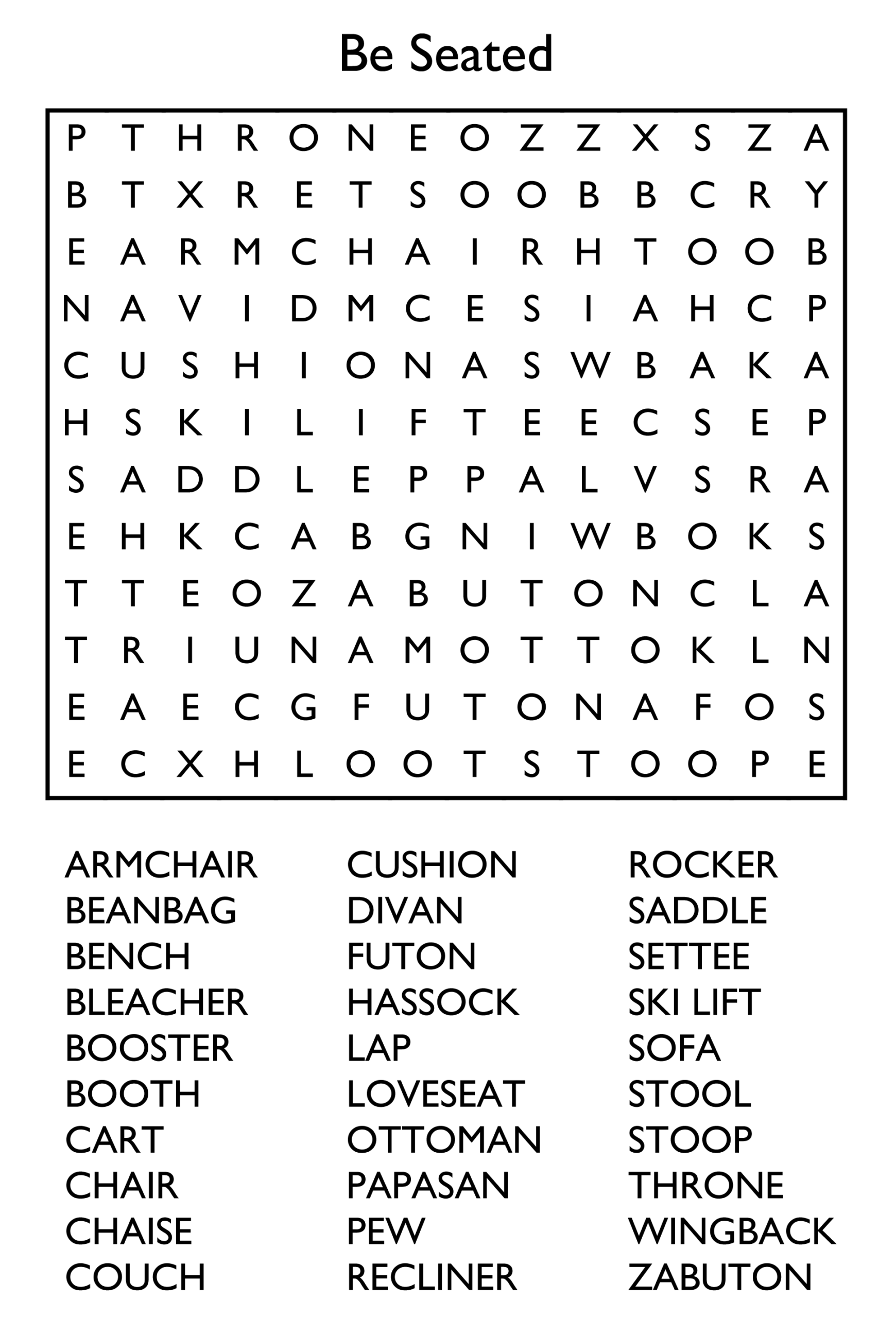 Printable Large Print Word Search Puzzles