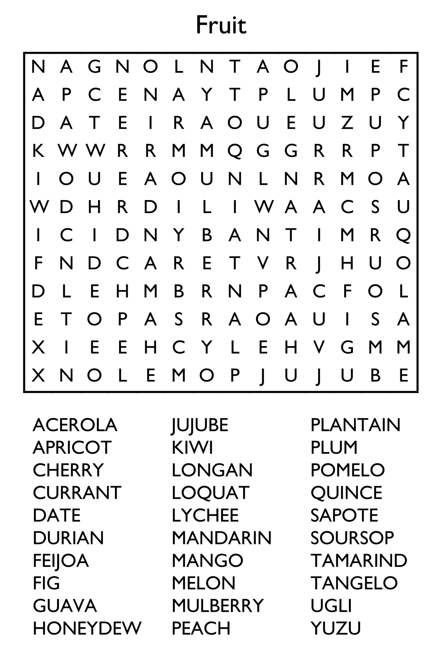 search a word printable