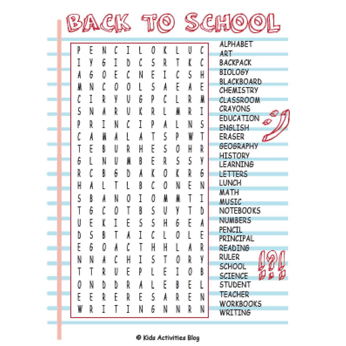 10 Fun Back To School Printable Word Search Puzzles Kids Activities Blog