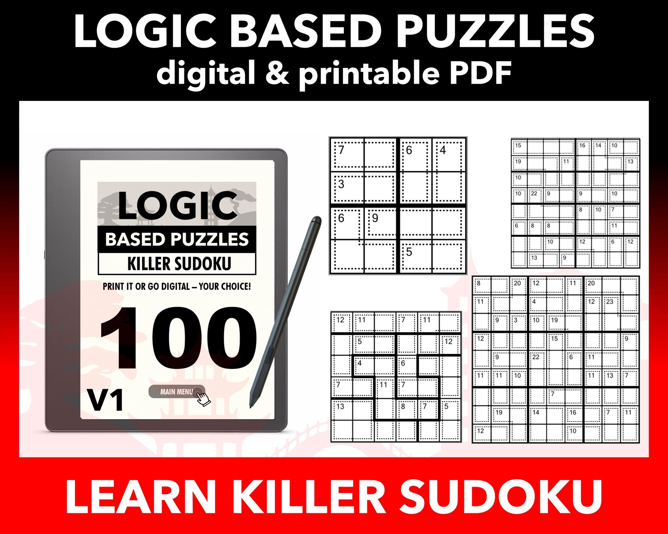 100 Killer Sudoku Puzzle Grids 4689 Learn To Solve Series Digital Puzzle Book Volume 1 Hyperlinked PDF For E readers And Tablets Etsy
