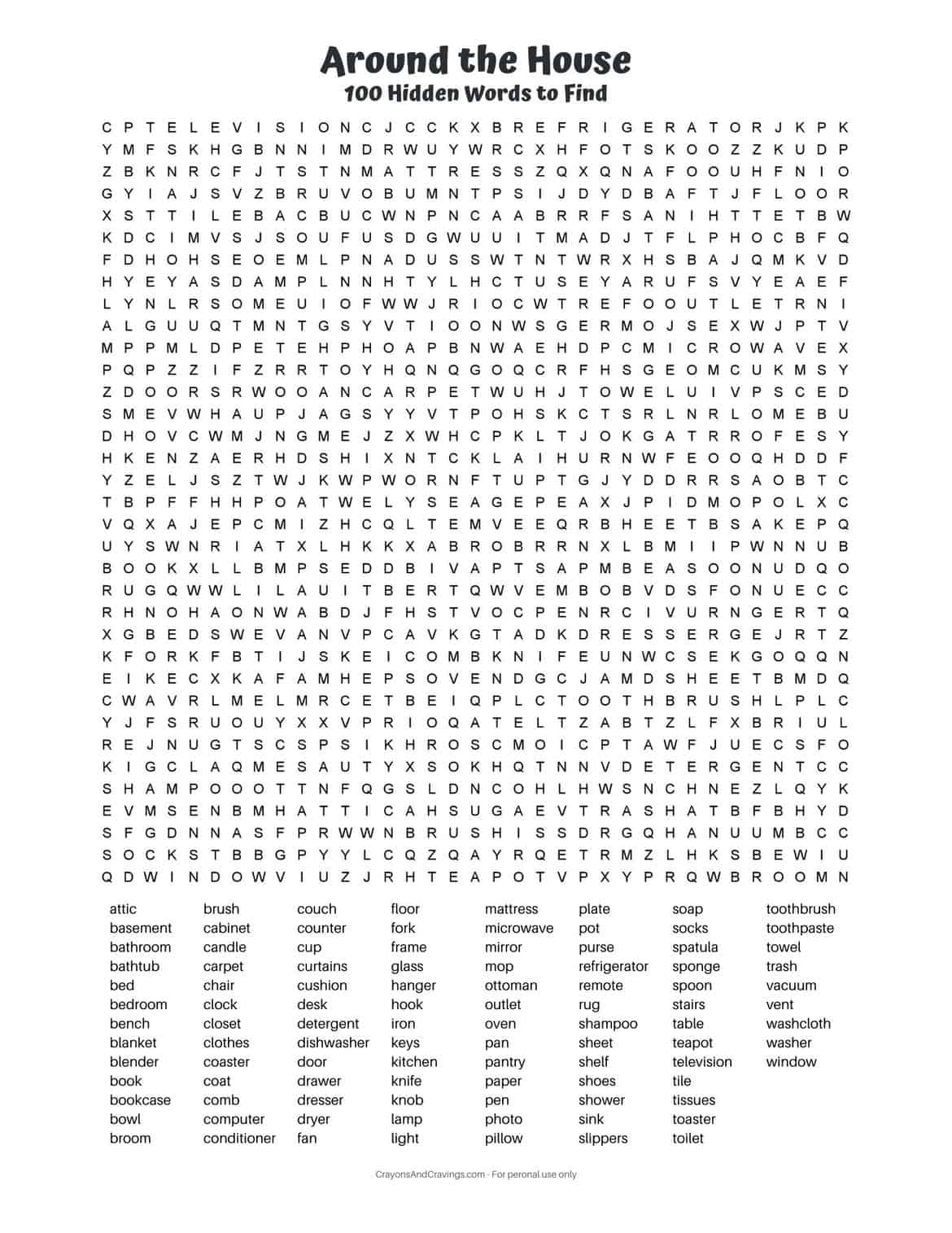 Word Search Printable Difficult
