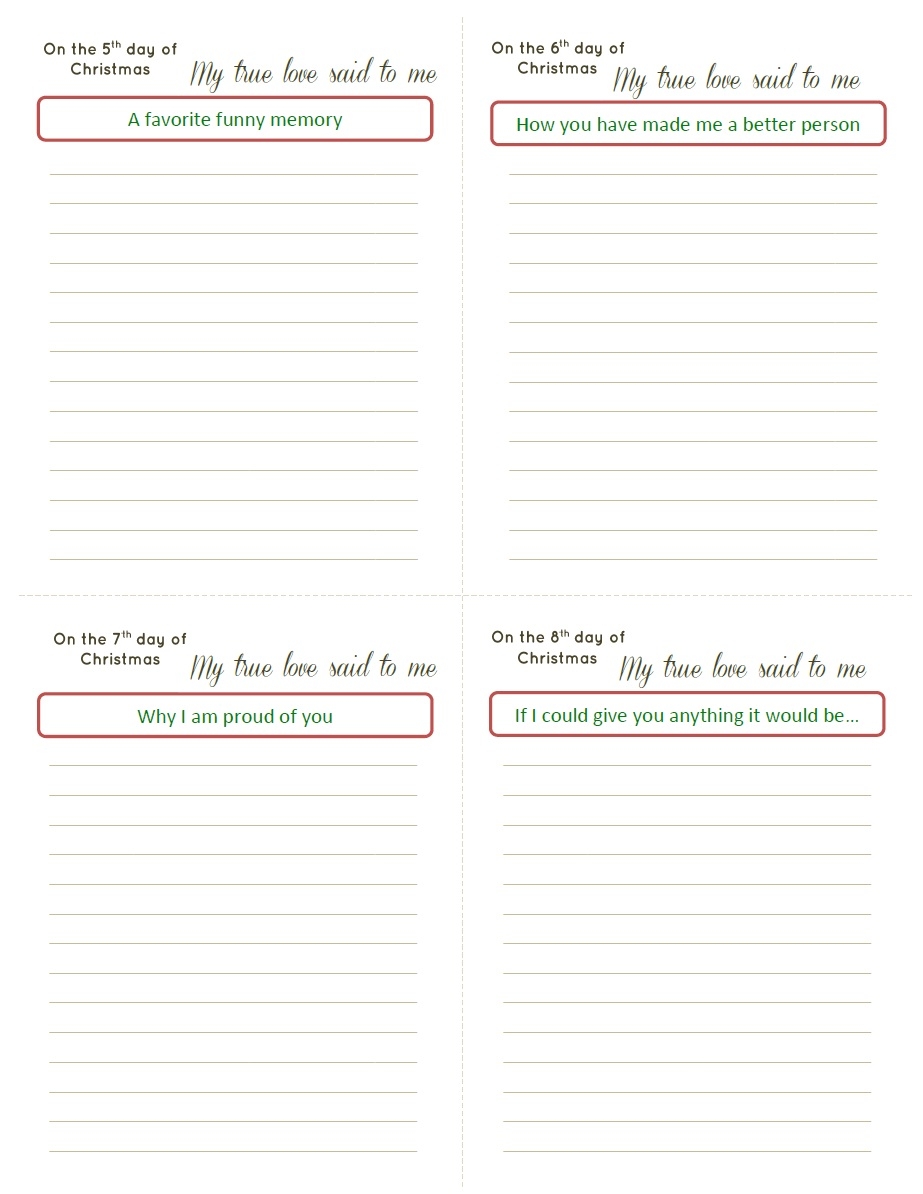 12 Days Of Christmas Love Notes The Red Headed Hostess