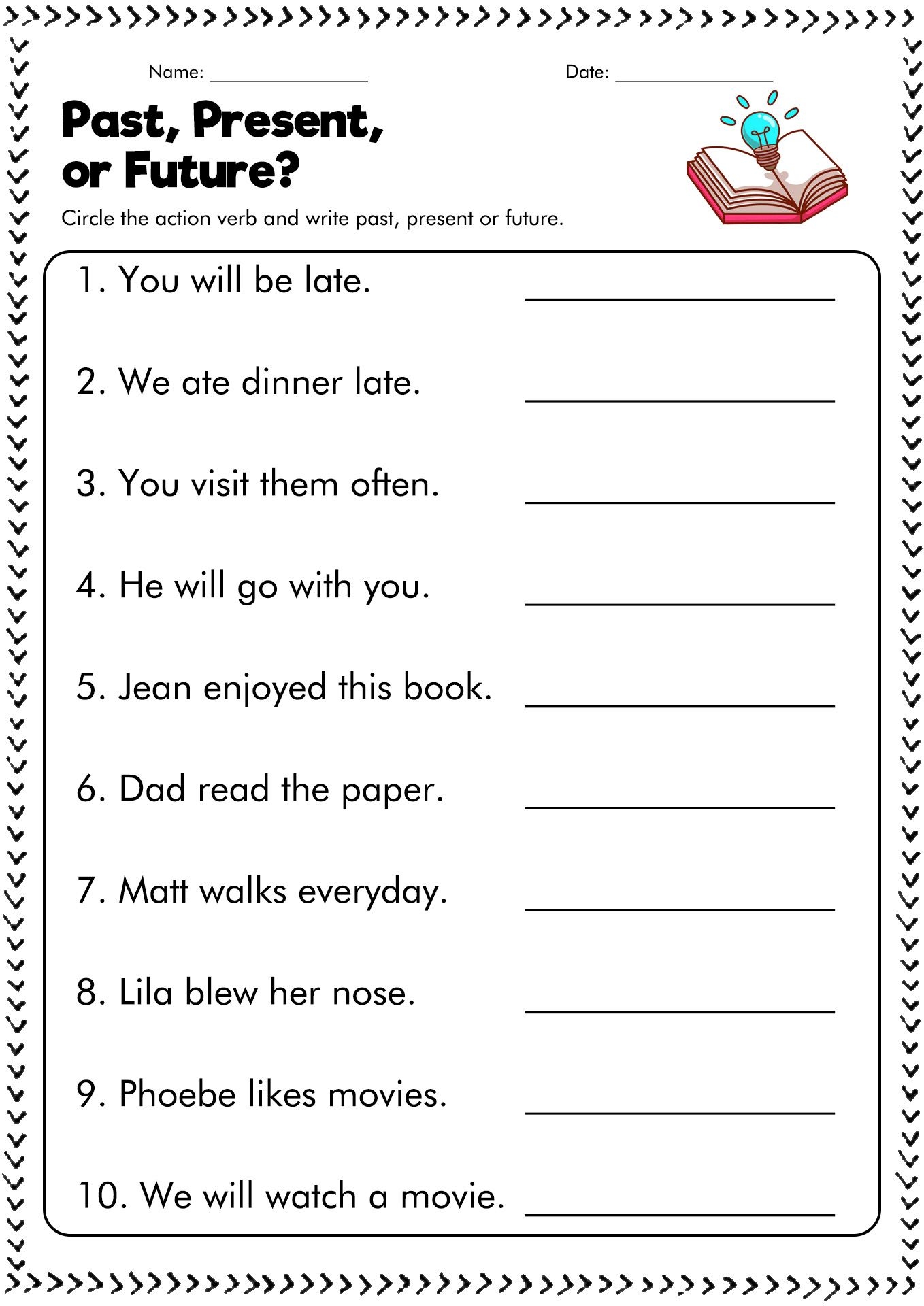 Past Present Future Tense Worksheet