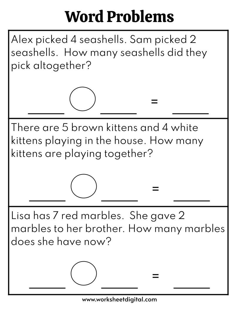 1st Grade Word Problems