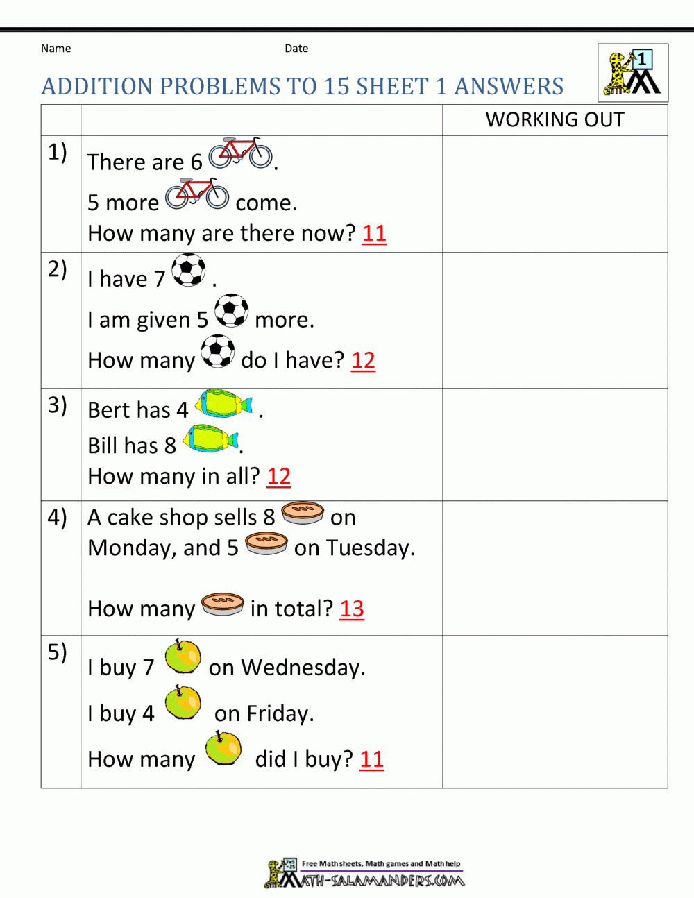 addition problems for 1st grade addition problems for 1st grade