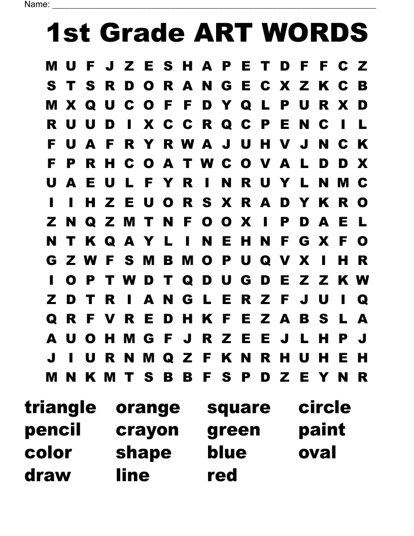 1st Grade Word Search