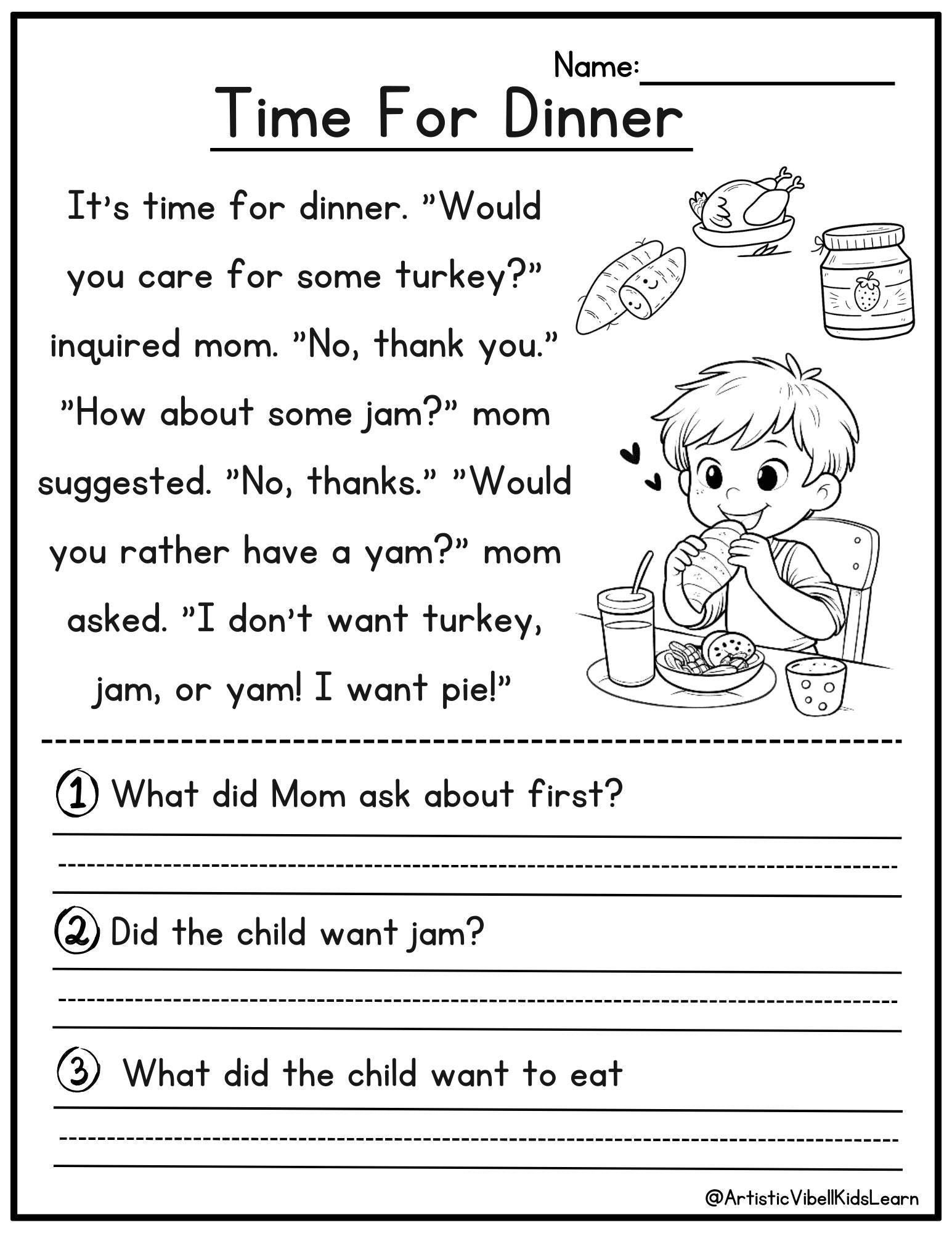 comprehension for 1st graders