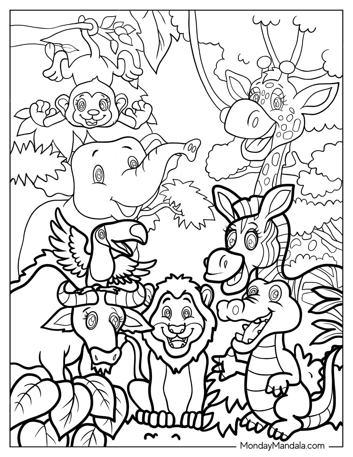 coloring pages of jungle animals