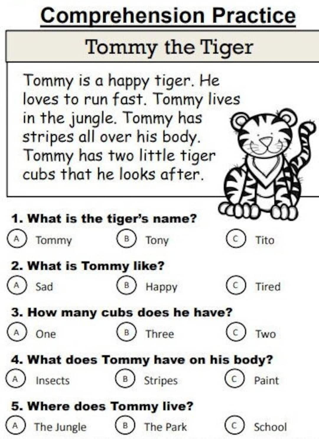 20 Reading Comprehension Stories Multiple Choice Etsy