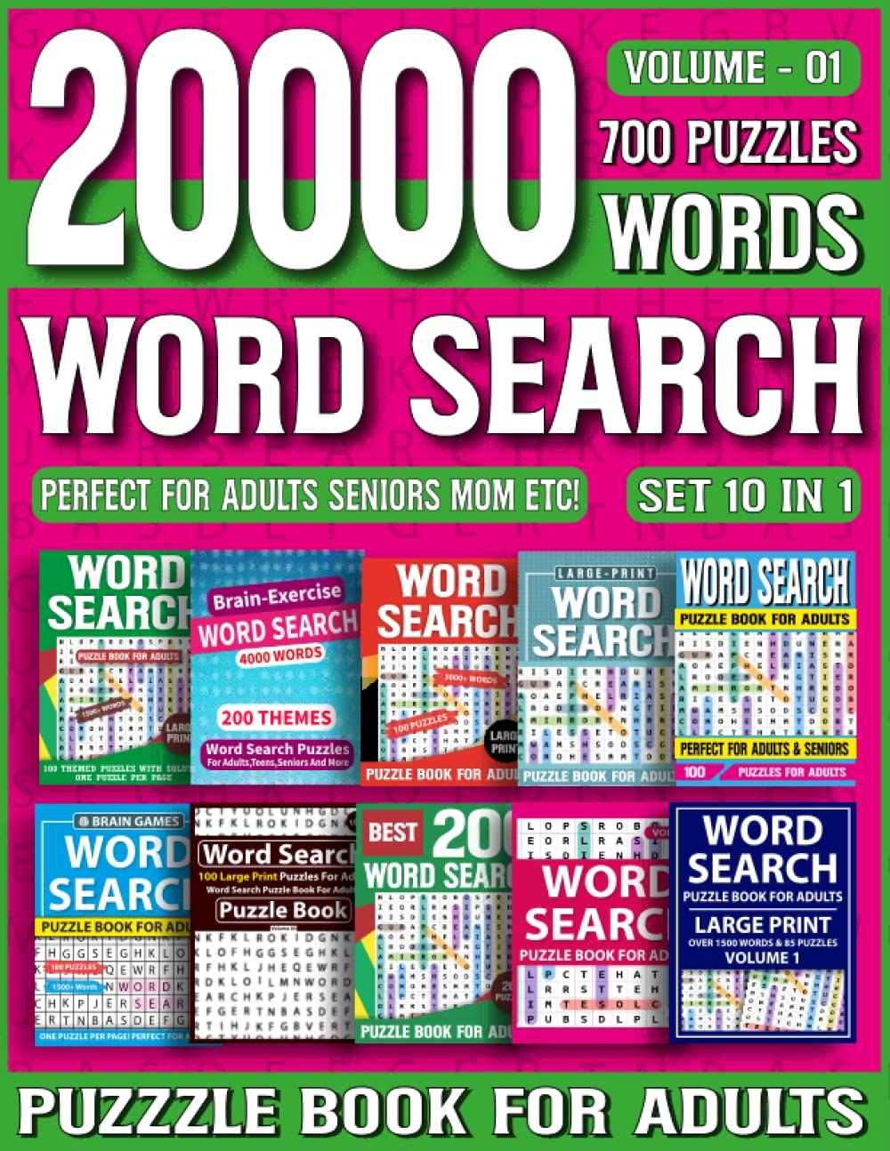 20000 Word Search Puzzle Book For Adults Set 10 In 1 For Adults 700 Themed Puzzles Word Search Book For Mums Adults And All Puzzles Fan Enjoy 20000 Word Search Puzzle