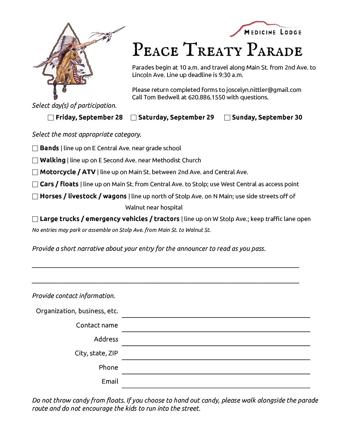 2018 Peace Treaty Parade Form Peace Treaty