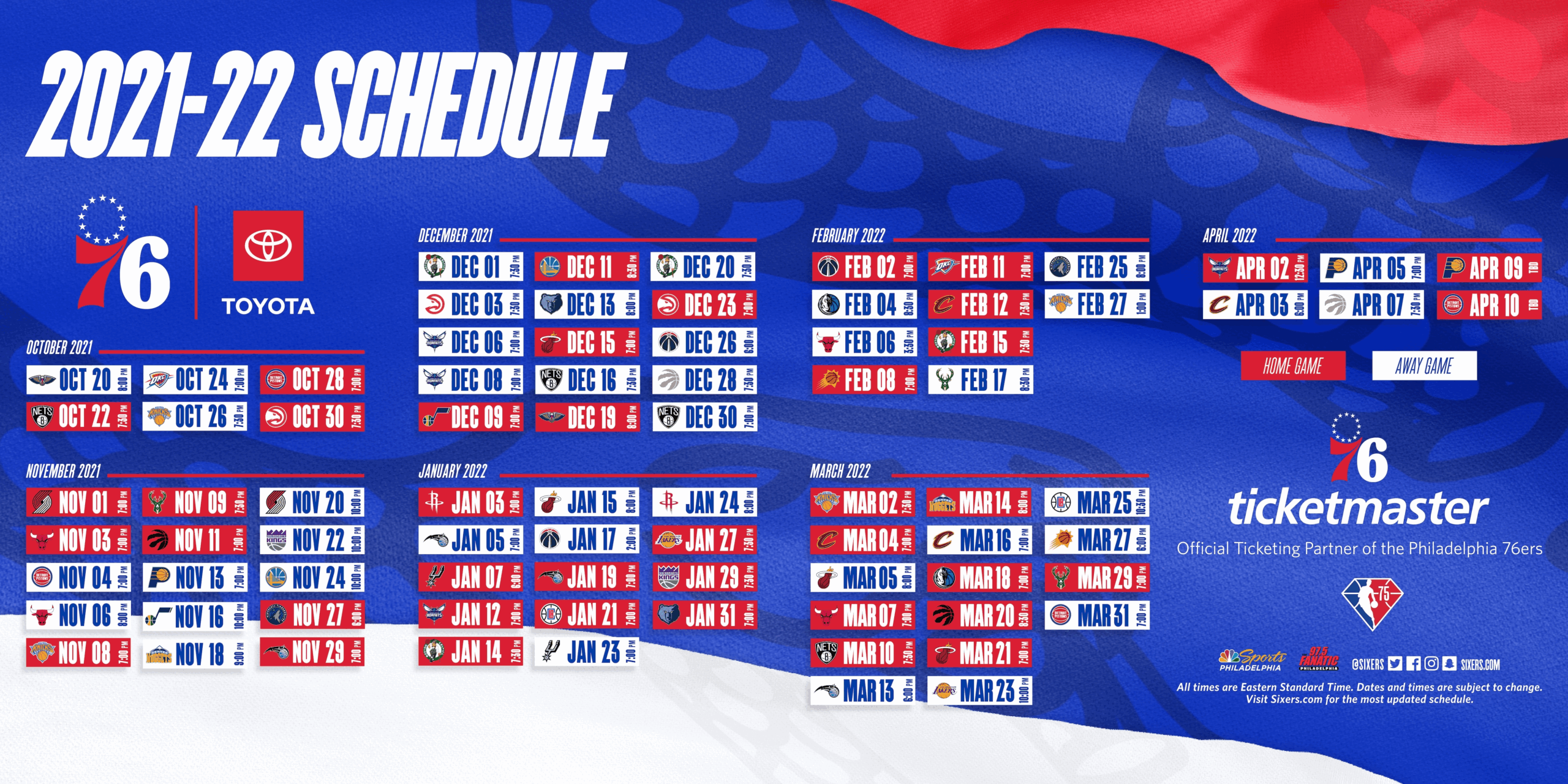 Sixers Schedule Printable