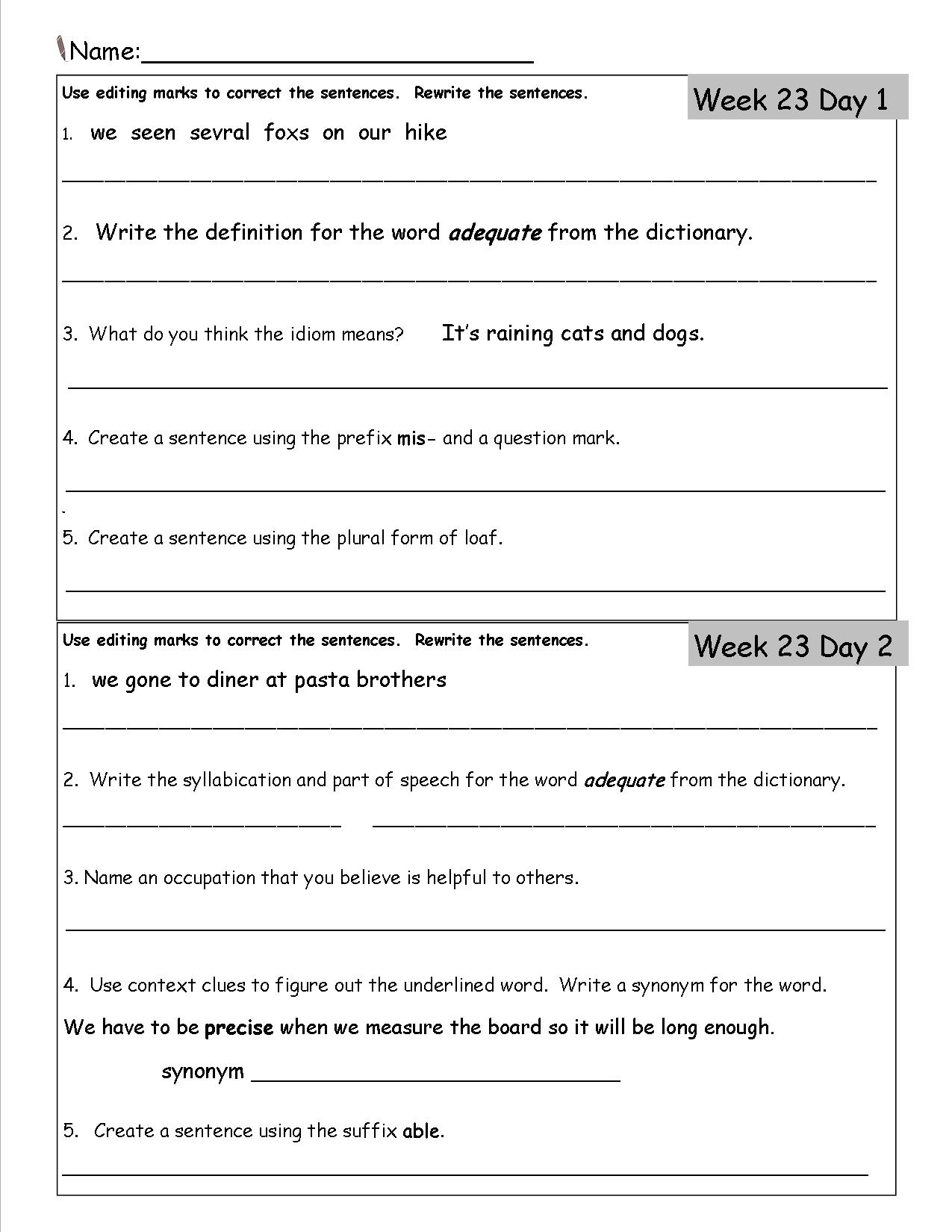 249 Grammar Worksheets Download 1st 3rd Grade ELA ZIP File Worksheets Library