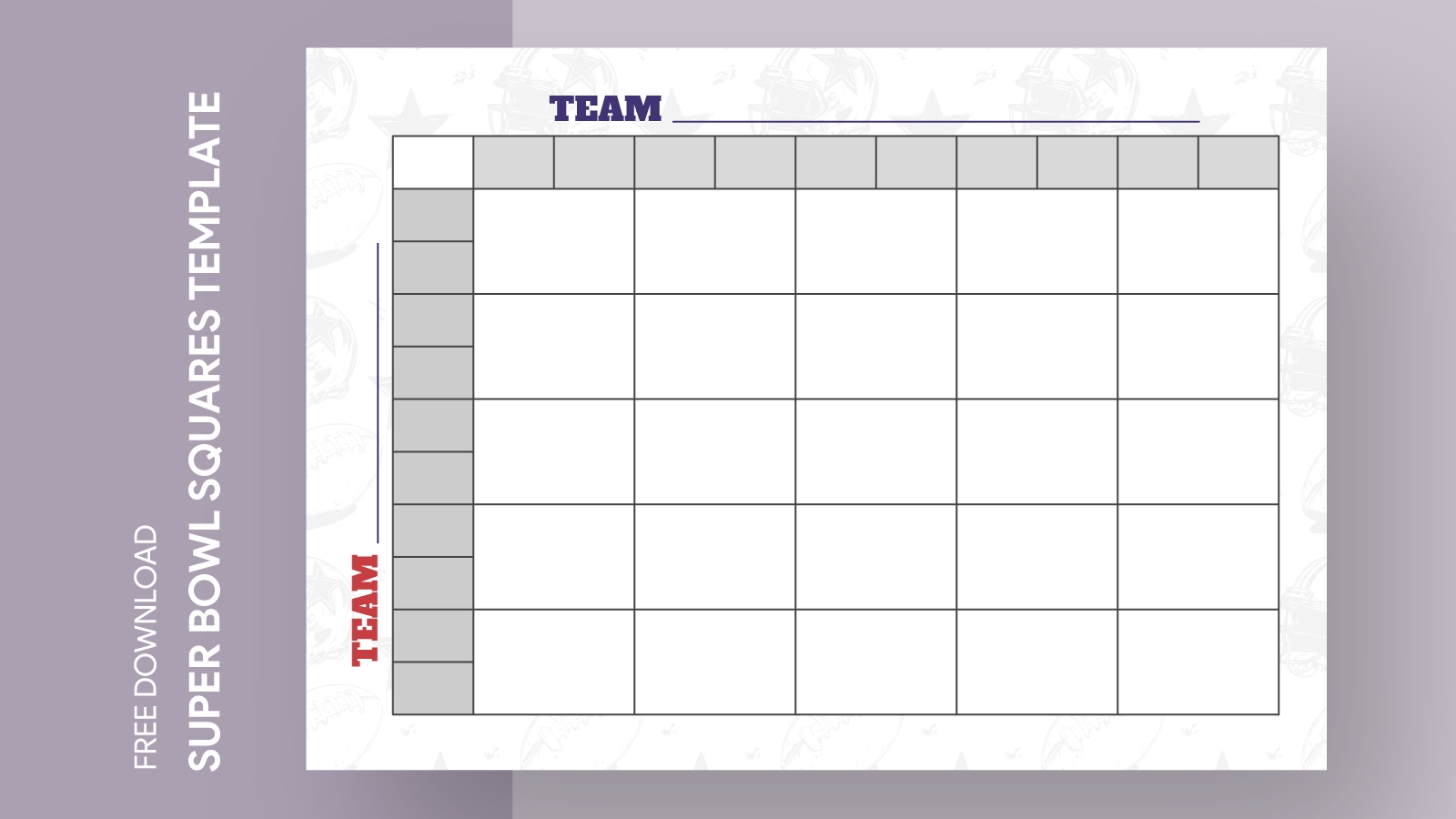 Printable 25 Square Football Board