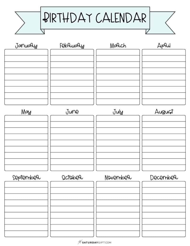 Birthday List Template