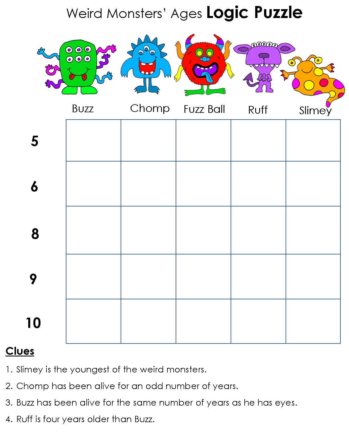 Printable Logic Puzzles For Kids