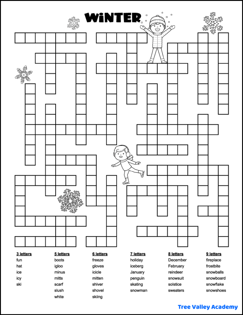 27 Printable Winter Word Puzzles Tree Valley Academy
