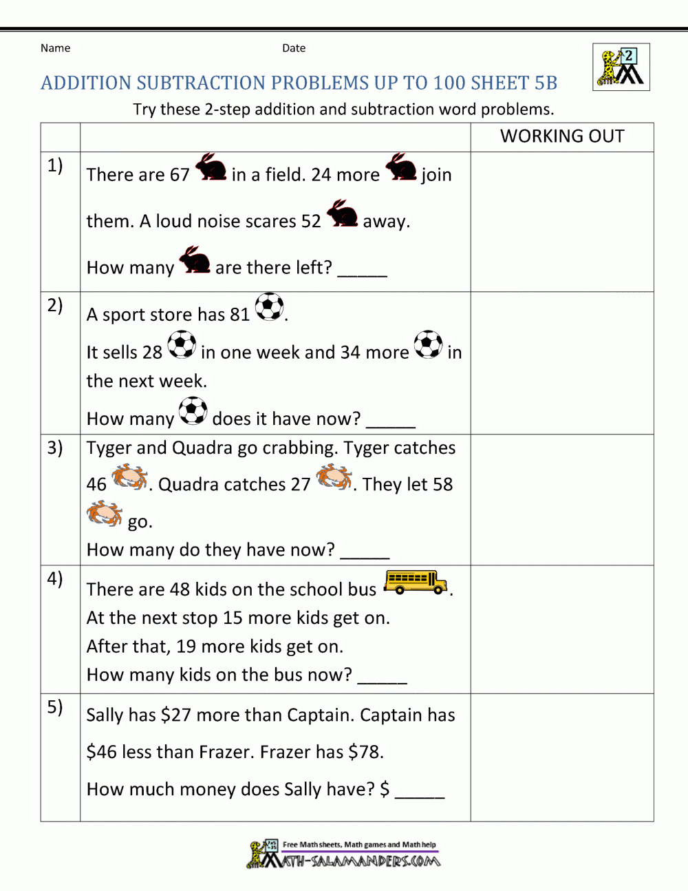 multi step addition and subtraction word problems