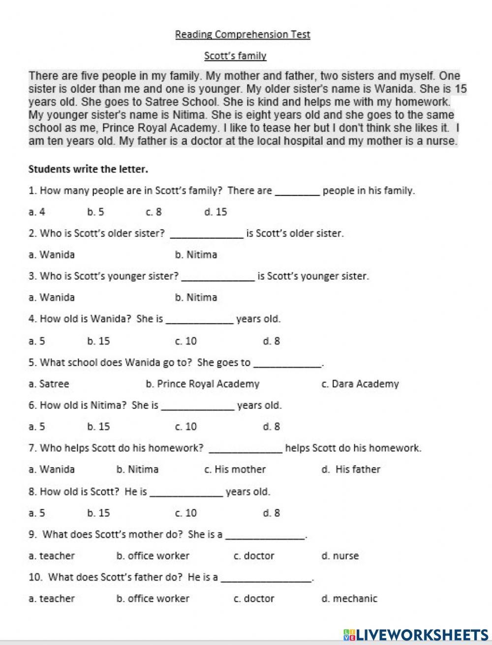 3rd Grade Reading Comprehension Worksheets Worksheets Library
