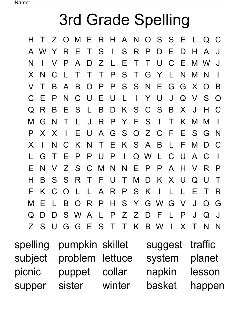 3rd Grade Word Search