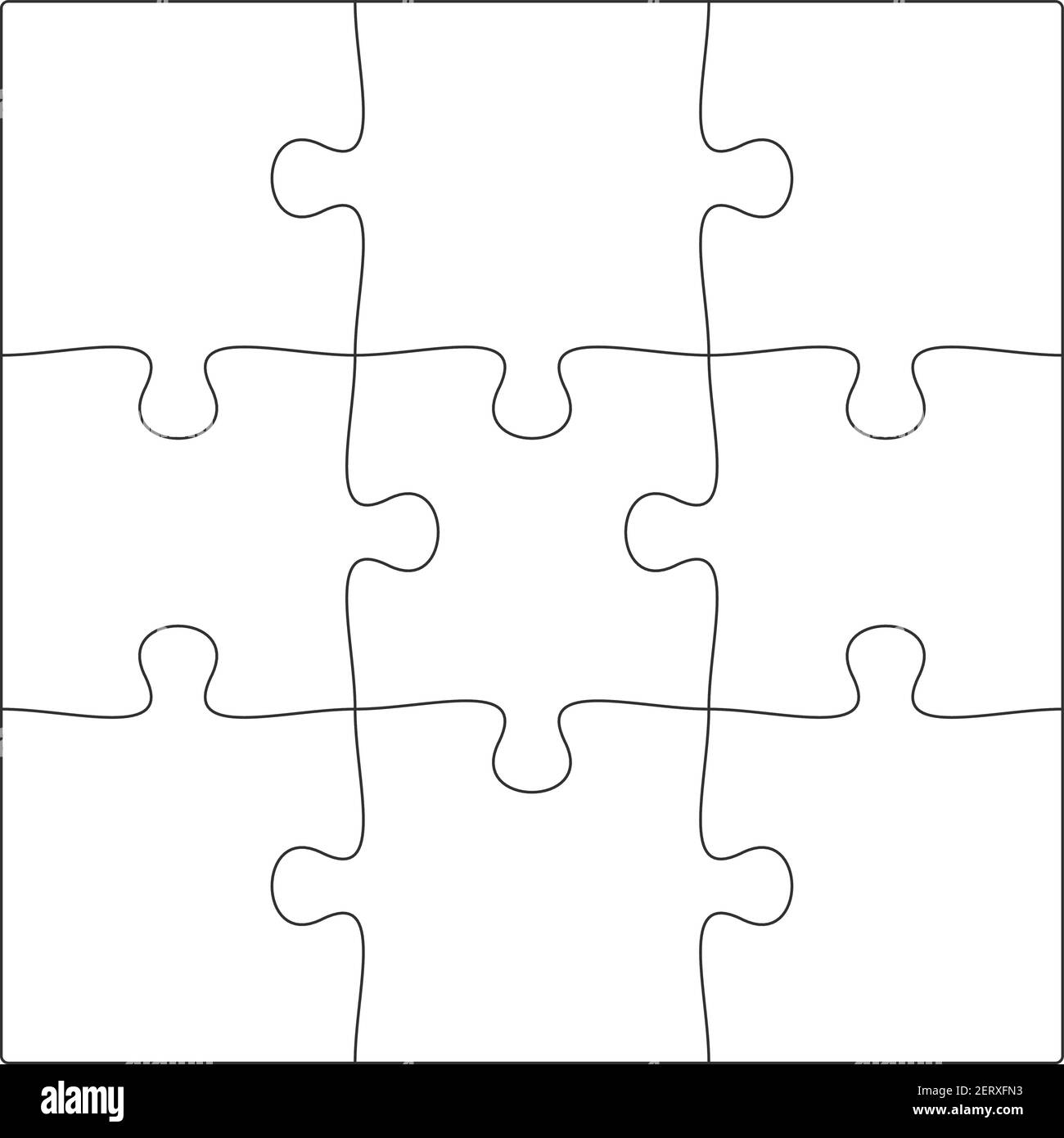 3x3 Jigsaw Puzzle Blank Template Background Light Lines Every Piece Is A Single Shape Vector Illustration Stock Vector Image Art Alamy