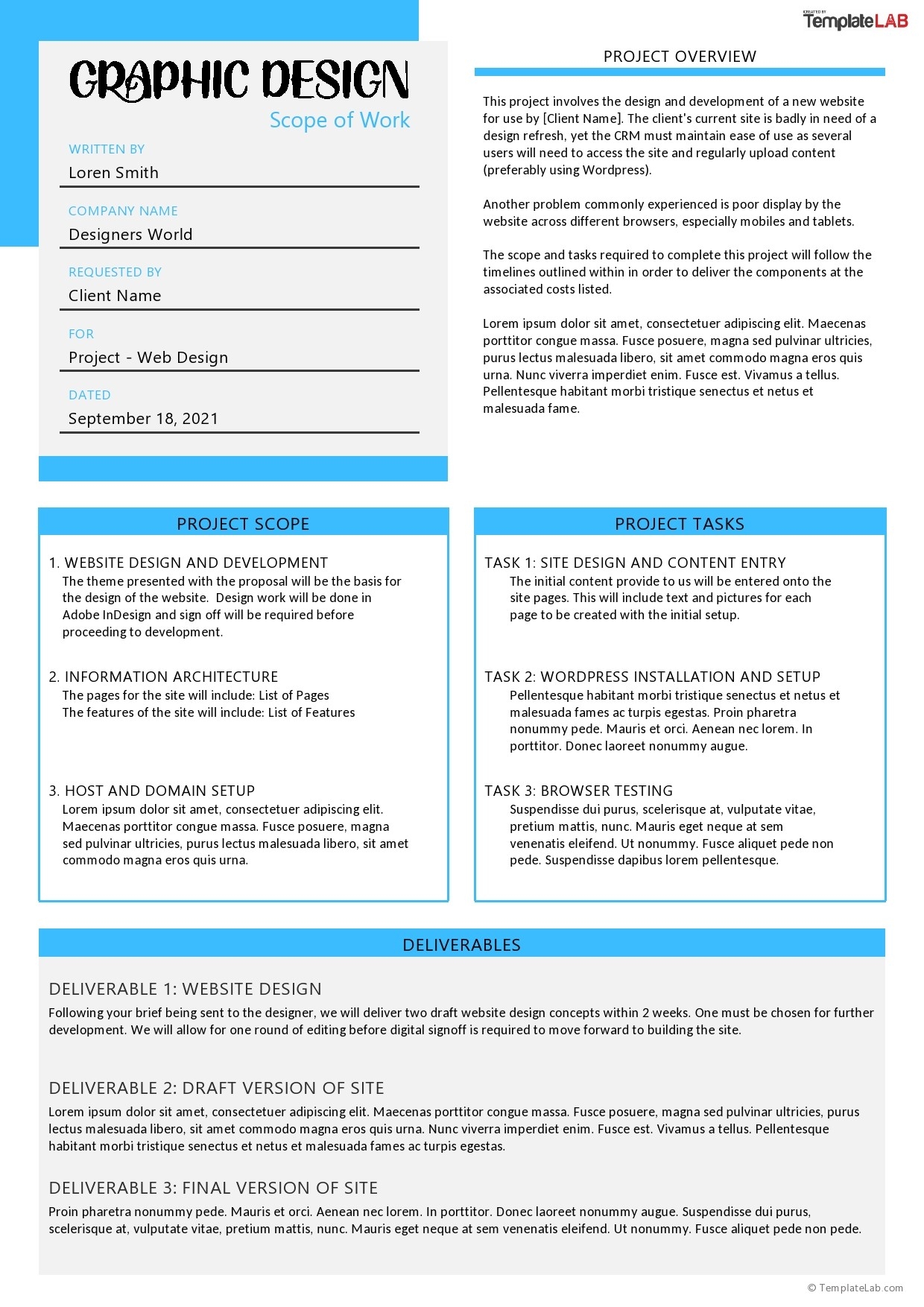 Free Website Scope Of Work Template