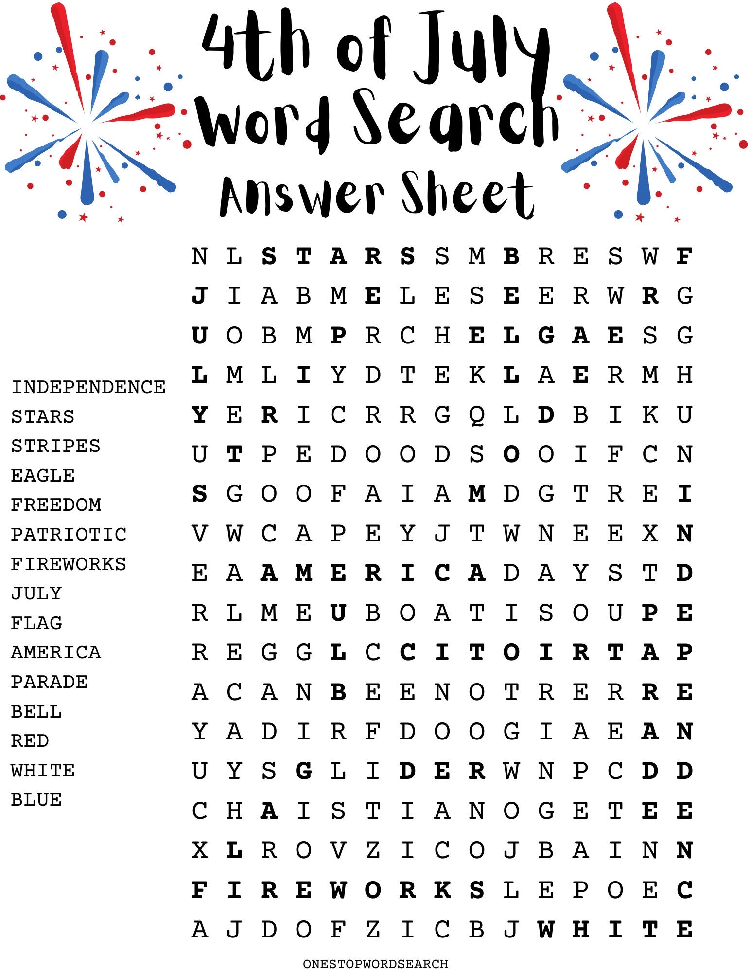 July 4th Word Searches