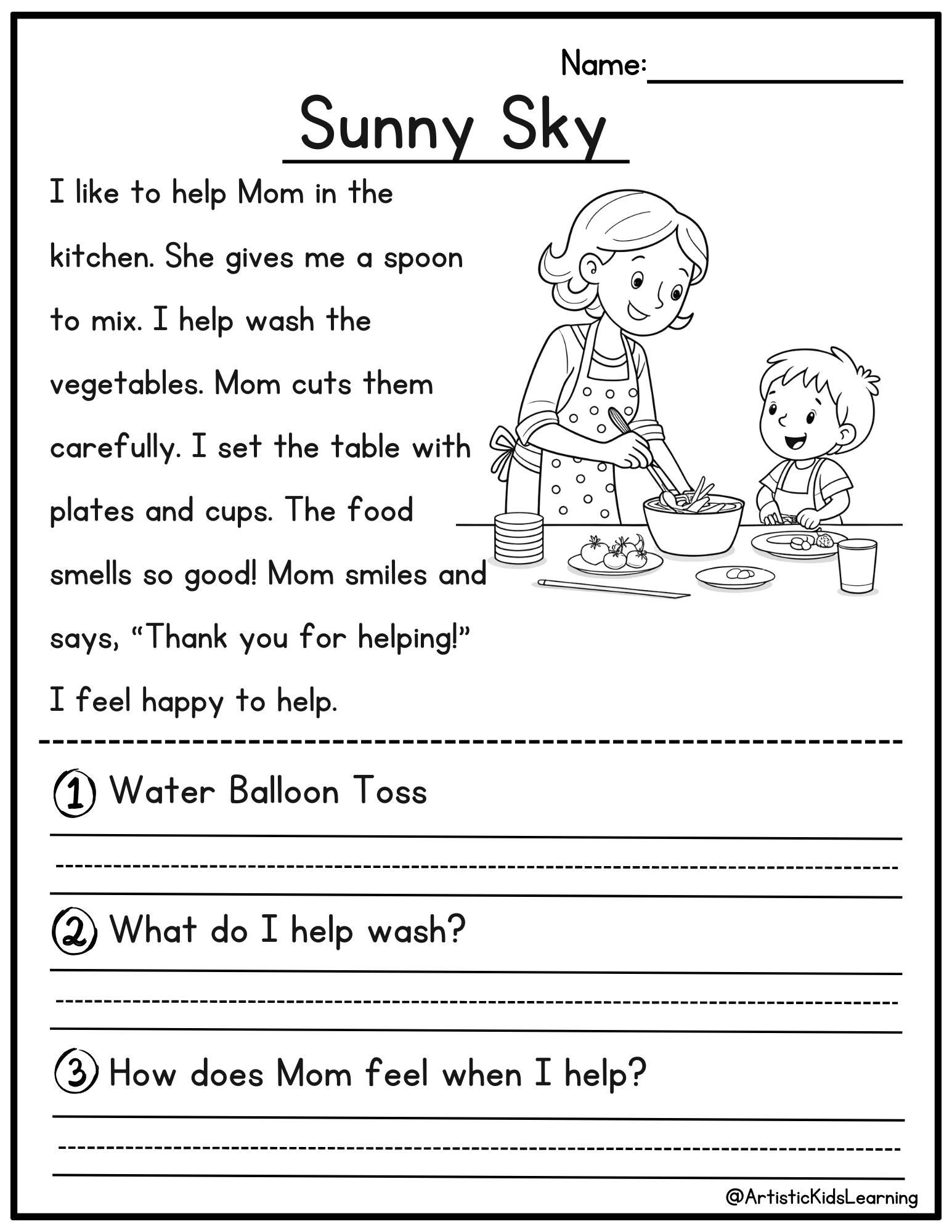 50 Summer Reading Comprehension Passages Kindergarten 1st Grade Passages Worksheets Sentences Reading Worksheet Fluency Worksheet English Etsy