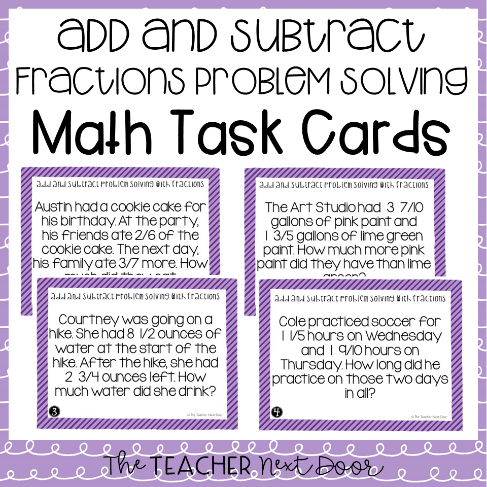 5th Grade Add And Subtract Fractions Problem Solving Task Cards The Teacher Next Door 5th Grade Add And Subtract Fractions Problem Solving Task Cards The Teacher Next Door