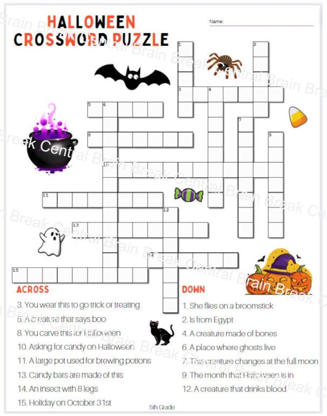 halloween crossword puzzle answers