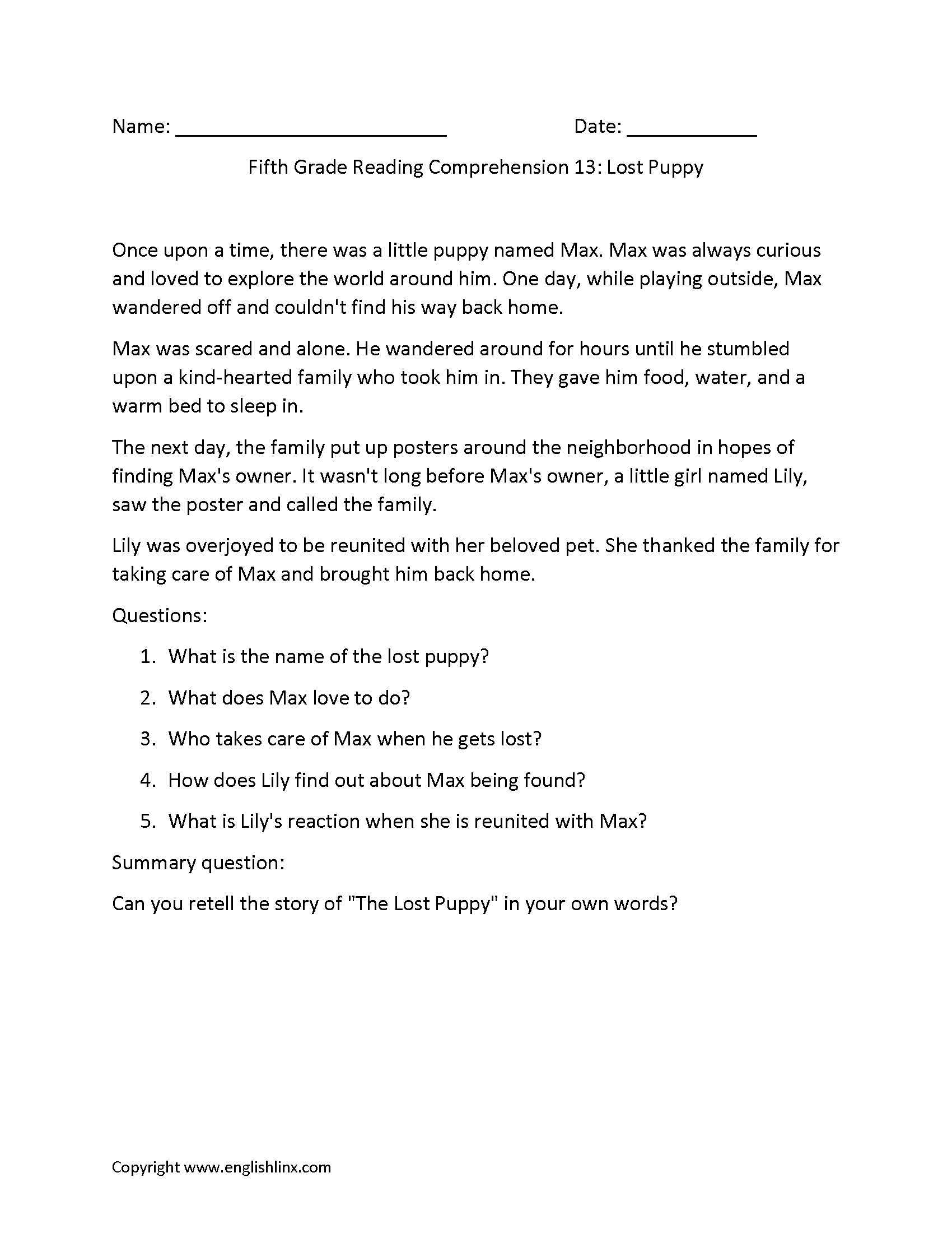 5th Grade Reading Comprehension Worksheets Inference Main Idea Text Evidence