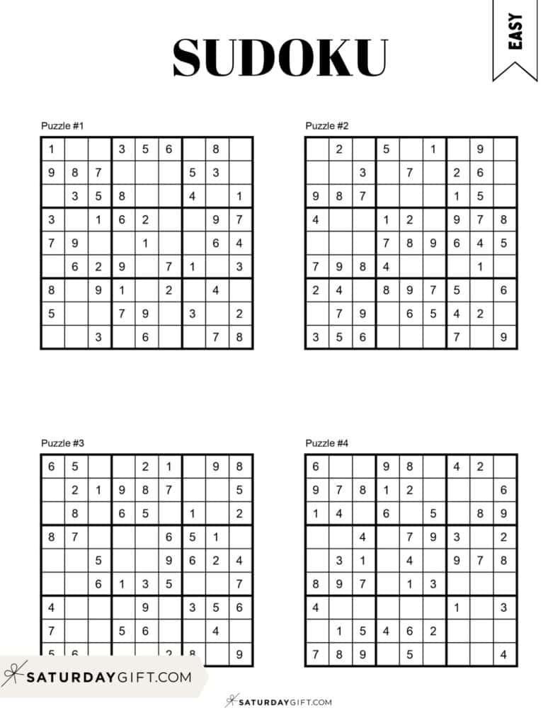 Easy Printable Sudoku Puzzles