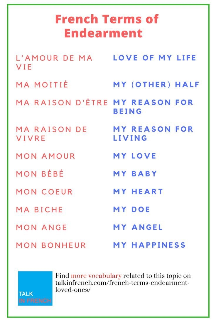 Terms Of Endearment In French