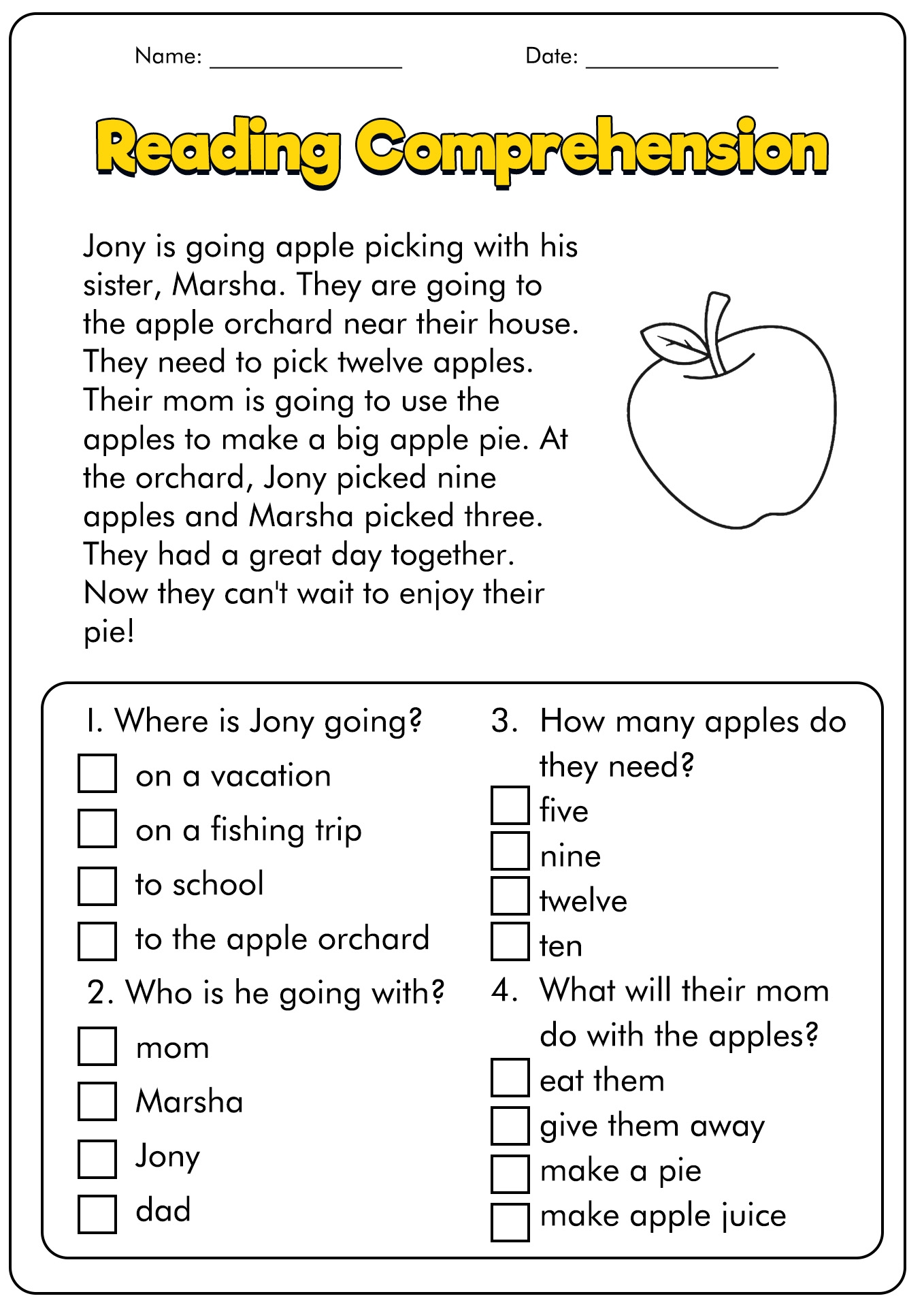 9 First Grade Reading Comprehension Worksheets Free PDF At Worksheets Library