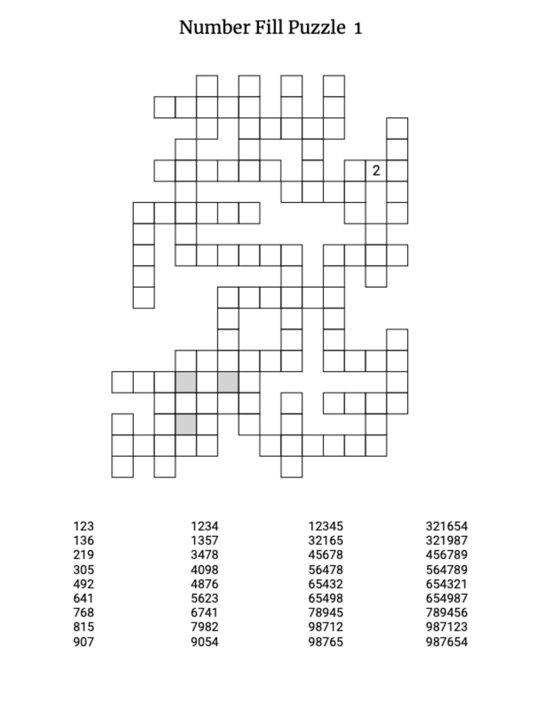 number fill in puzzle