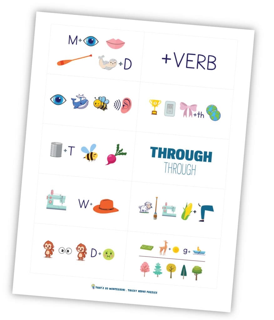 A Great Set Of Tricky Rebus Puzzles With Answers That s So Montessori