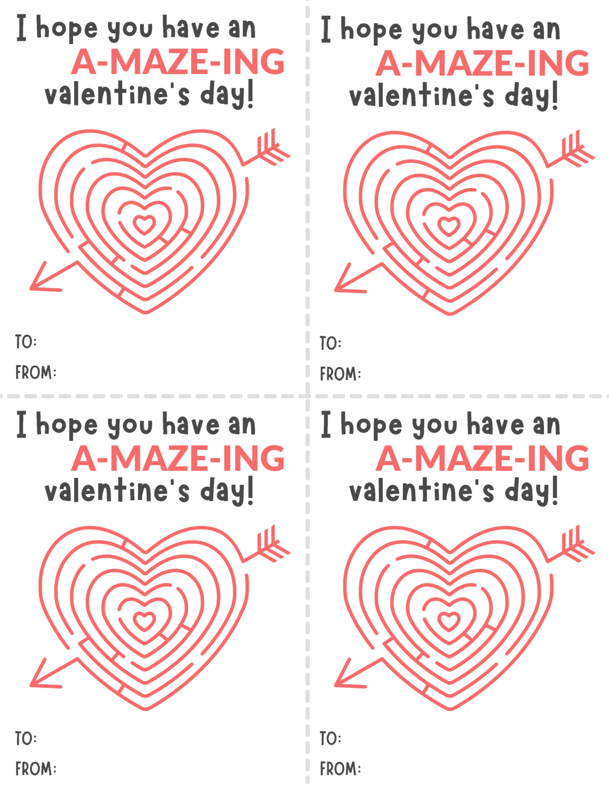 A maze ing Valentine s Day Free Printable Cards For Kids