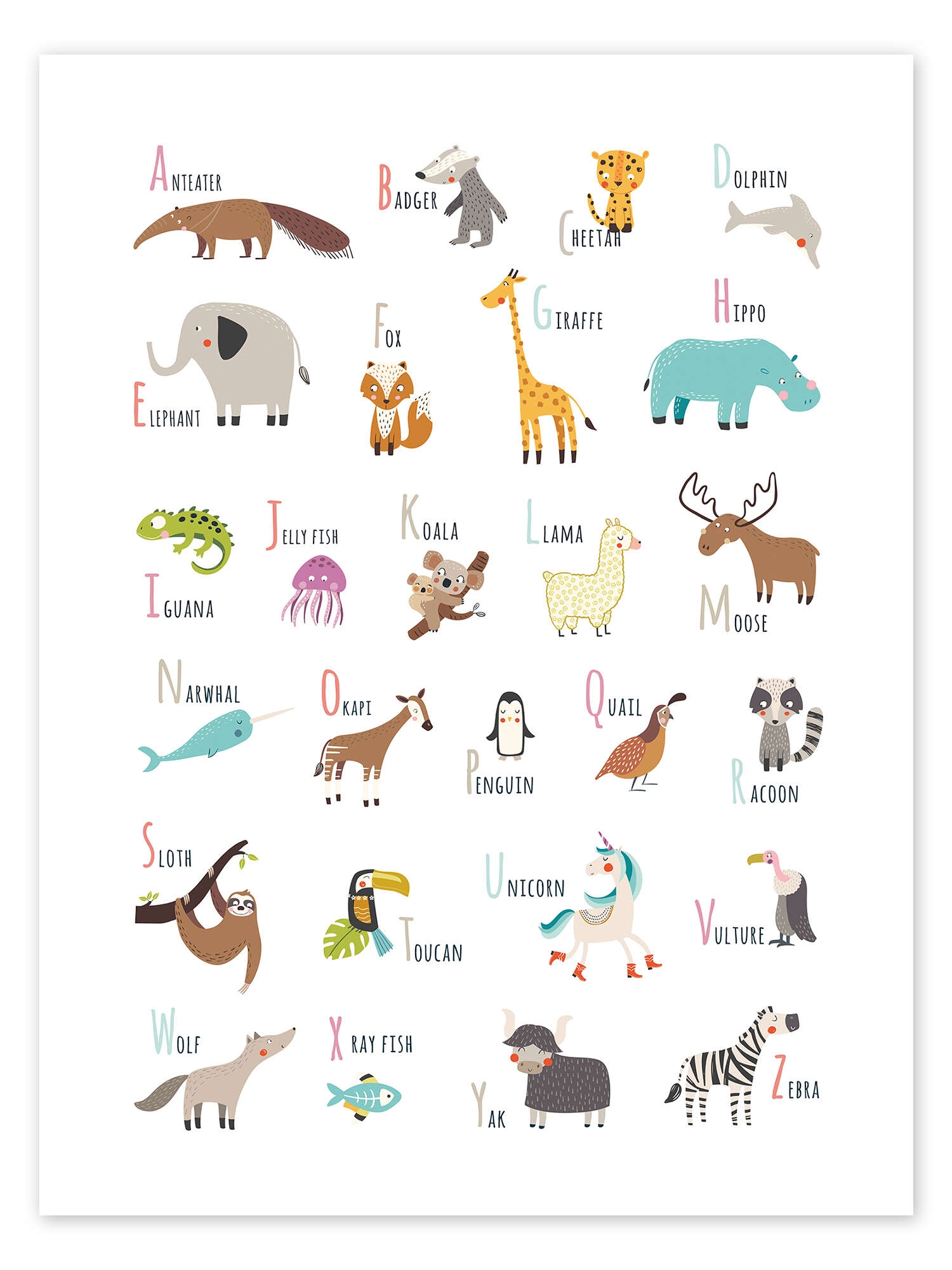 A To Z Animal Alphabet Print By Marta Munte Posterlounge