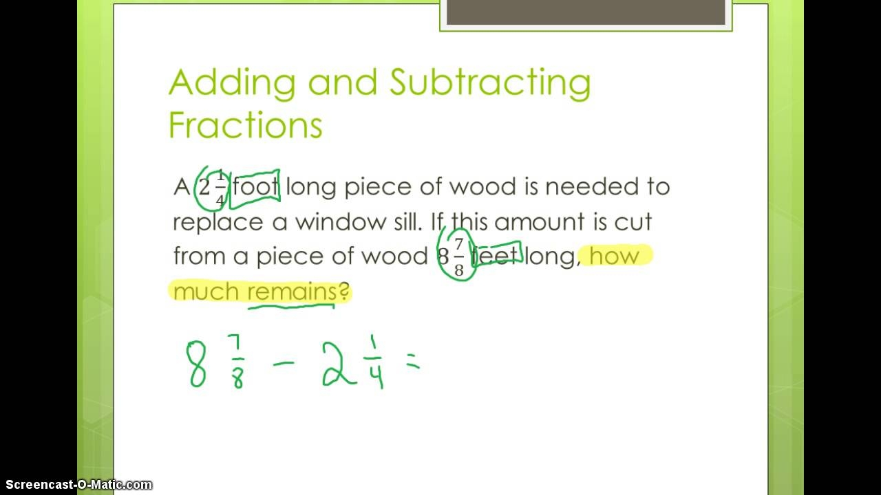 adding and subtracting fractions word problems adding and subtracting fractions word problems