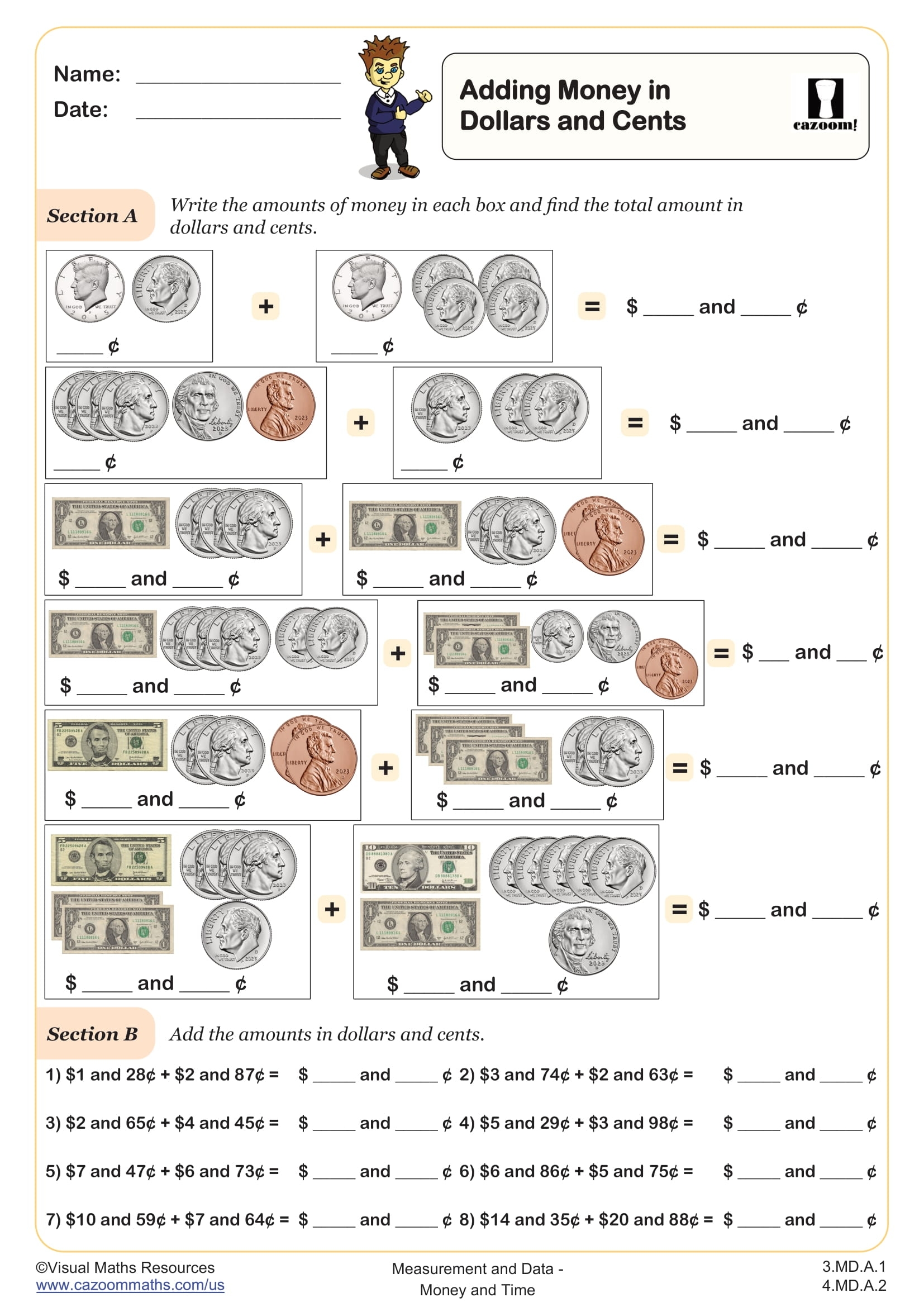 printable money math worksheets