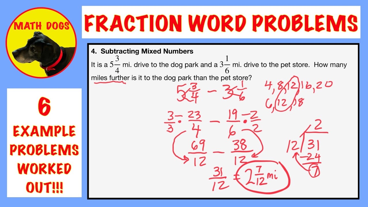 Adding Subtracting Fractions Word Problems 6 EXAMPLES YouTube Adding Subtracting Fractions Word Problems 6 EXAMPLES YouTube