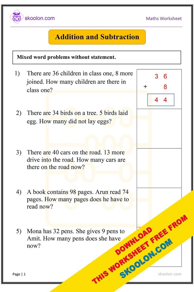 Addition And Subtraction Mixed Word Problems Worksheet Addition And Subtraction Mixed Word Problems Worksheet