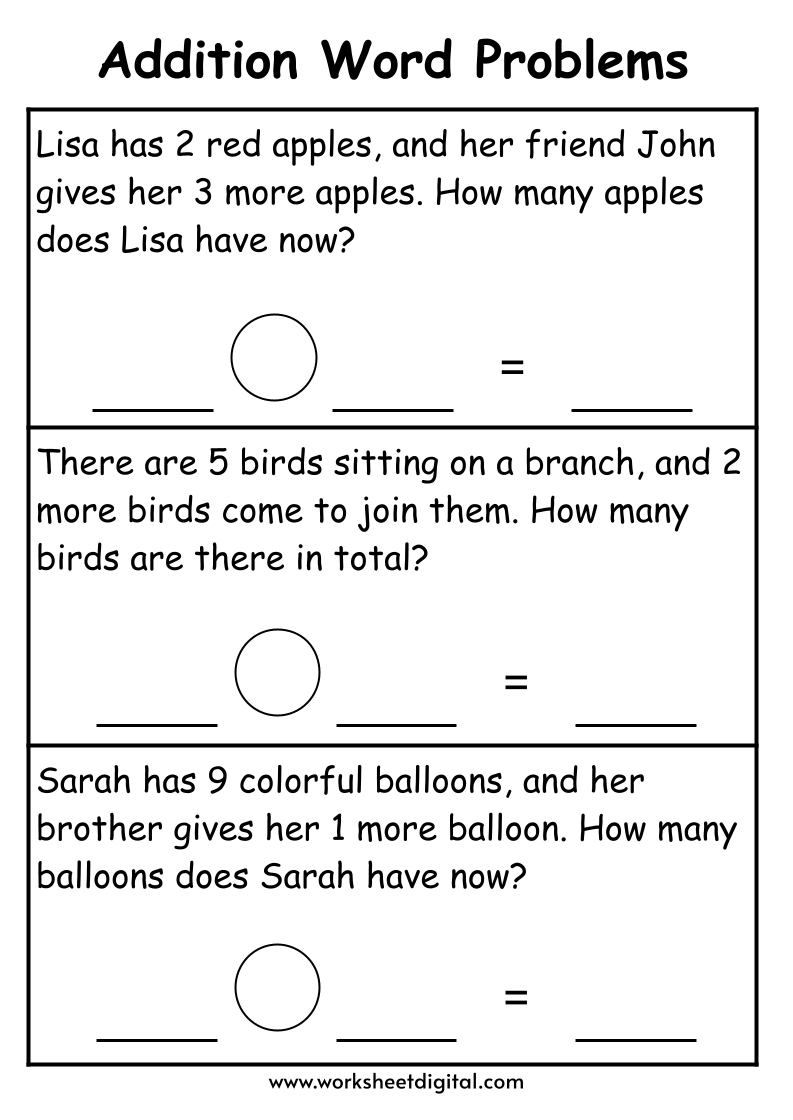 word problem involving addition