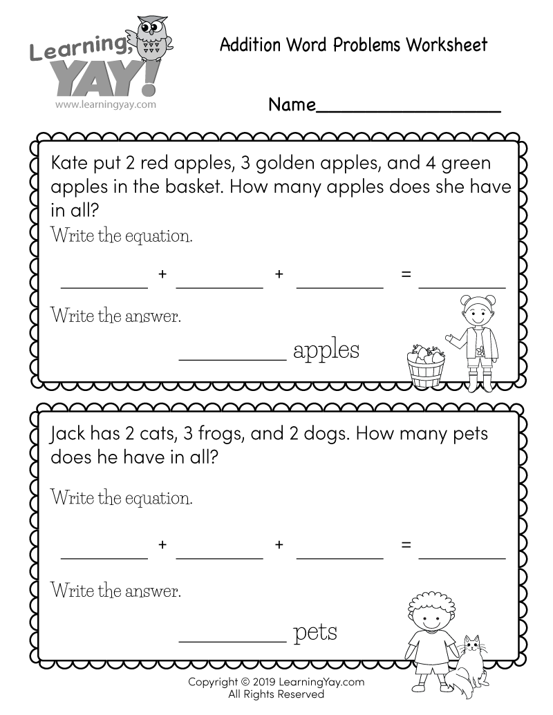 Word Problems For 1st Grade