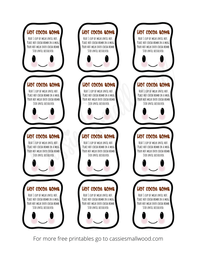 Adorable Hot Chocolate Bomb Labels Free Printable Cassie Smallwood