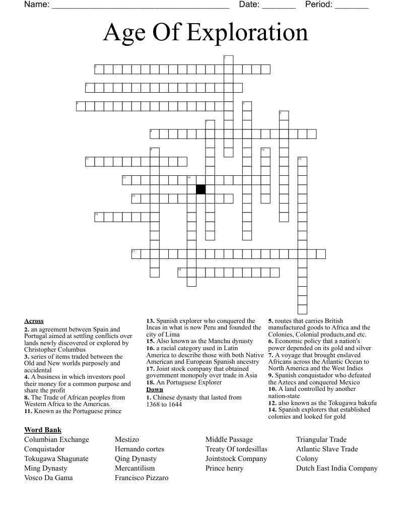 Exploration Category Puzzle Answer Key