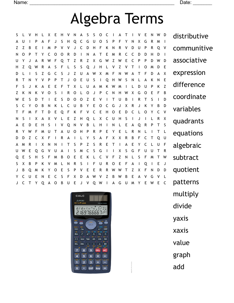 math terms word search