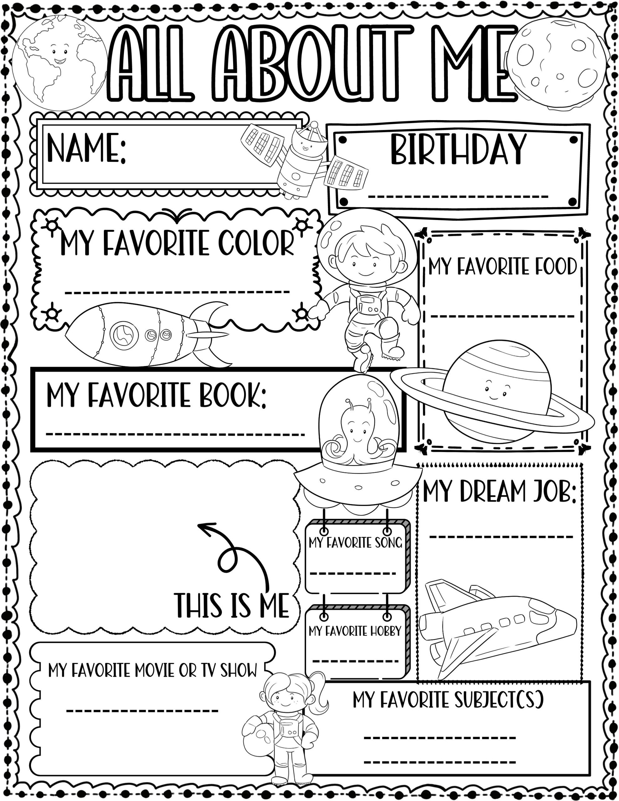 All About Me Free Printable