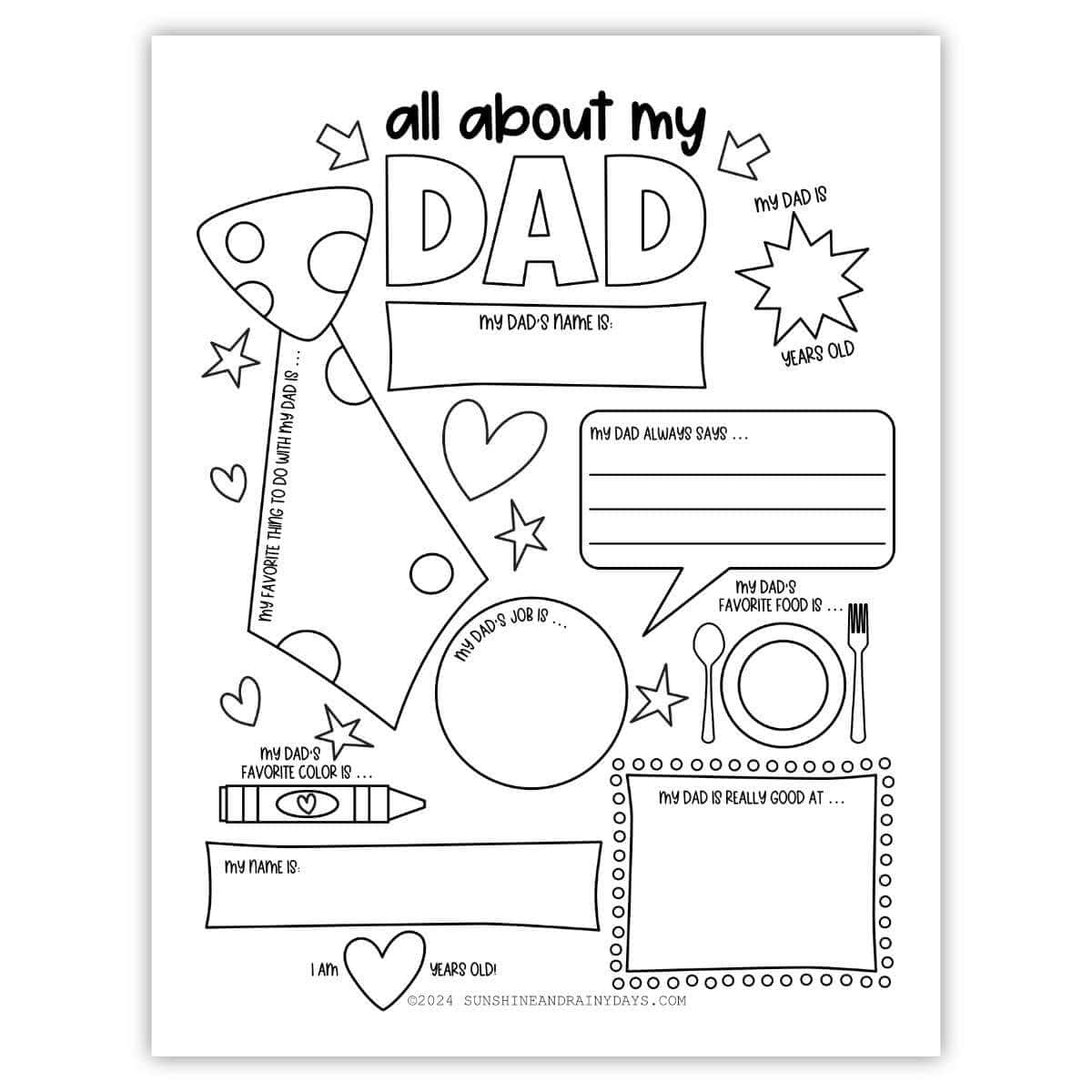 all about my daddy printable
