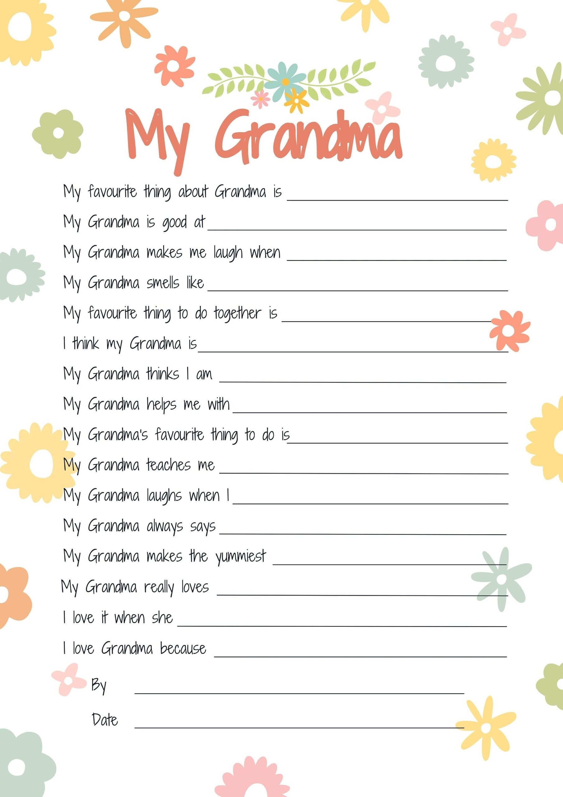 All About Grandma Printable